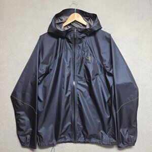 Outdoor Research Helium Rain Jacket Mens L Blue Ultralight Packable Diamond Fuse